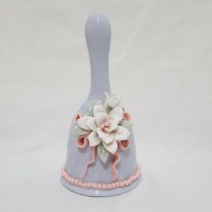 Flowers Ribbon Bow Bell Vintage 4" Purple Pink